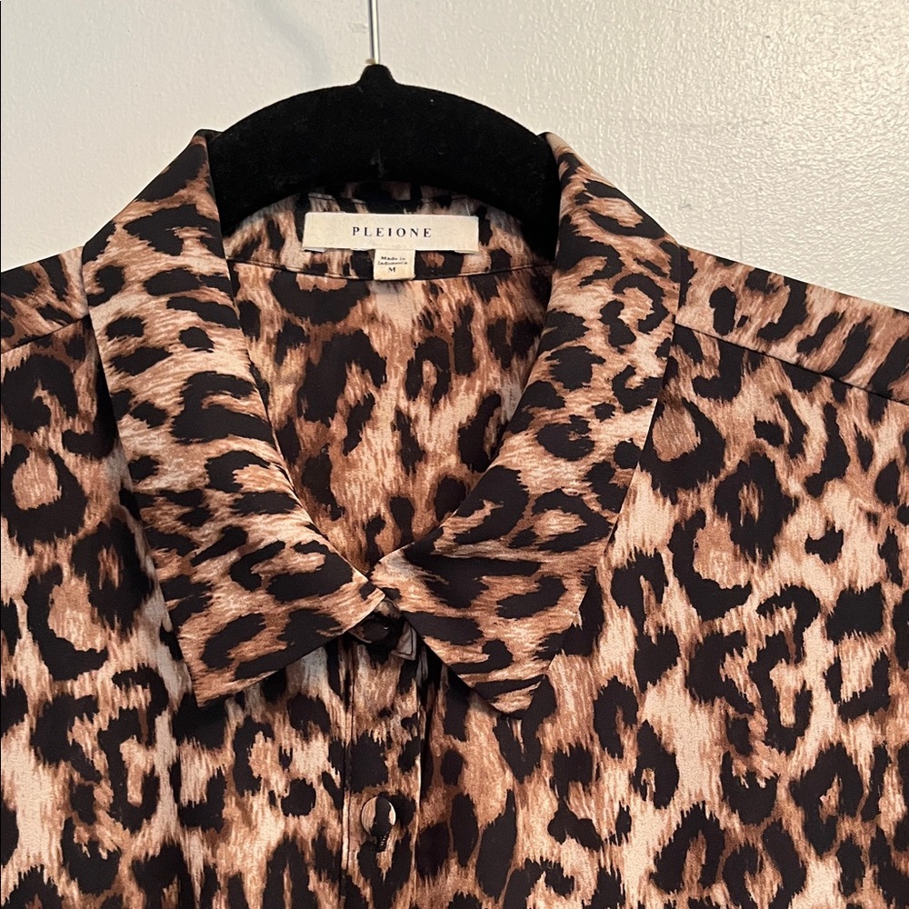 Pleione Animal Print Button-Up Blouse